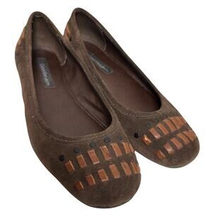 Calvin Klein Suede New Amy Brown Womens Shoes Size 8 M Flats Western Festival